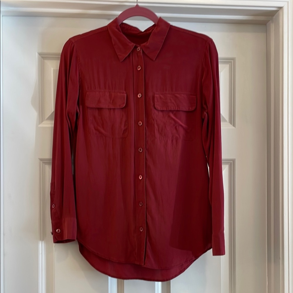 Equipment burgundy silk shirt size small